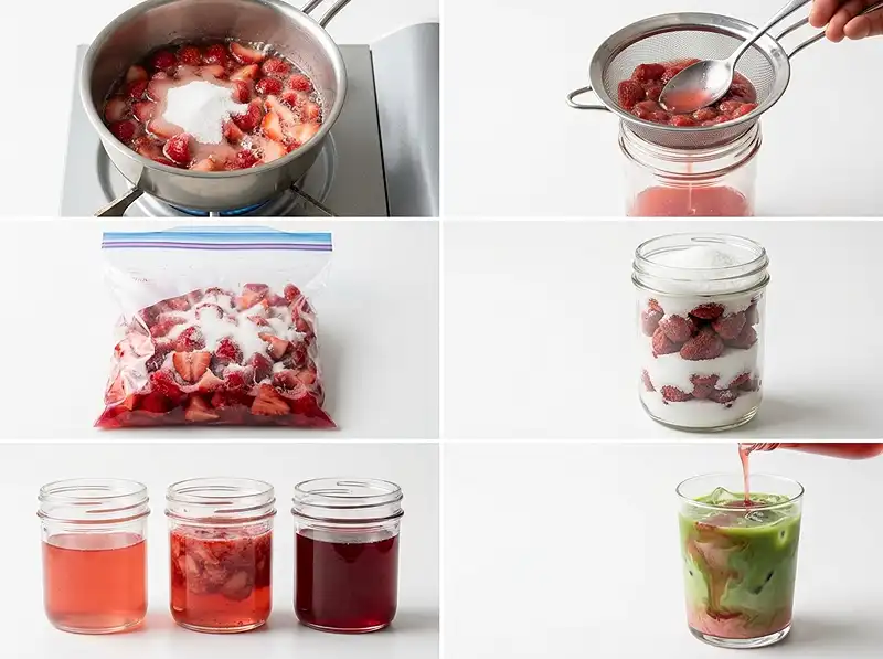 how to make strawberry syrup for matcha​