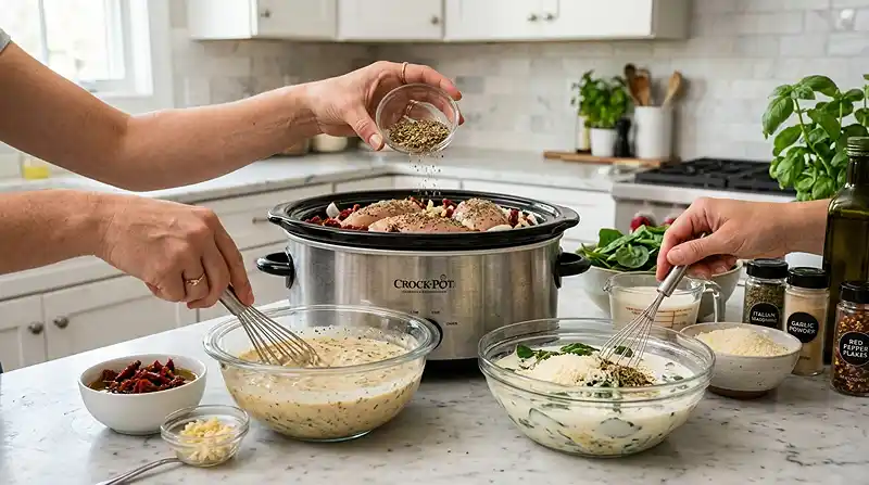 Crockpot Tuscan Chicken 3 how to make the Crockpot Tuscan Chicken