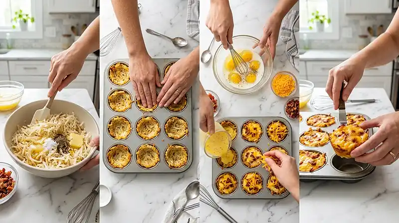 Hash Brown Breakfast Cups 3 how to make the Hash Brown Breakfast Cups