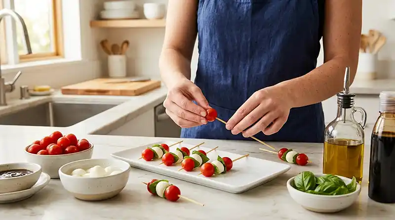 Mini Caprese Skewers 3 how to make the Mini Caprese Skewers