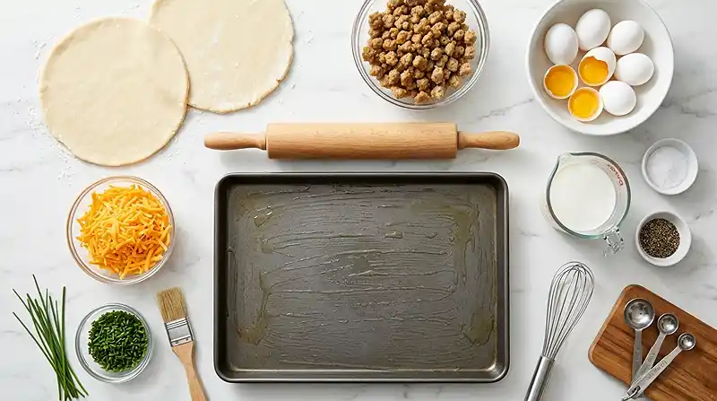 Sausage Egg Breakfast Slab Pie 2 ingreddients for Sausage Egg Breakfast Slab Pie