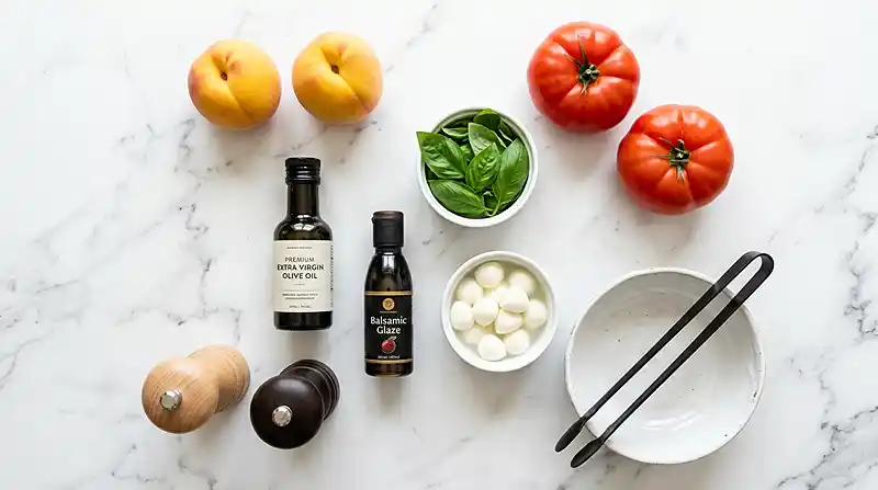 Peach Tomato Basil Salad 2 ingredient for Peach Tomato Basil Salad