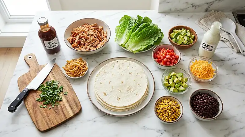 BBQ Ranch Chicken Wraps 2 ingredients for BBQ Ranch Chicken Wraps