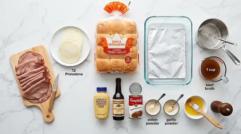 Baked French Dip Sliders 2 ingredients for Baked French Dip Sliders