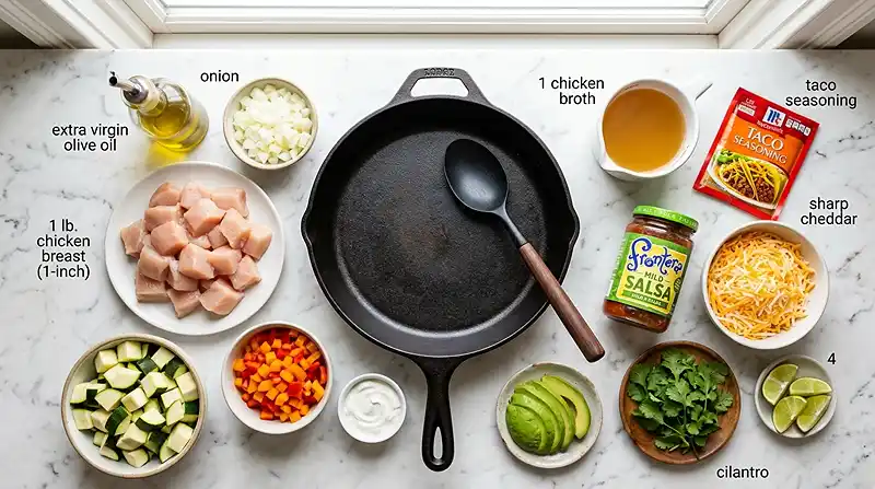 Chicken Zucchini Taco Skillet 2 ingredients for Chicken Zucchini Taco Skillet