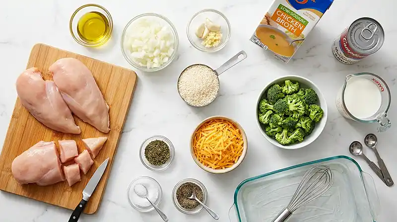 Creamy Chicken Broccoli Rice Bake 2 ingredients for Creamy Chicken Broccoli Rice Bake