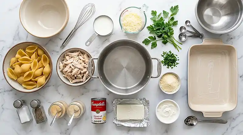 Creamy Chicken Stuffed Shells 2 ingredients for Creamy Chicken Stuffed Shells