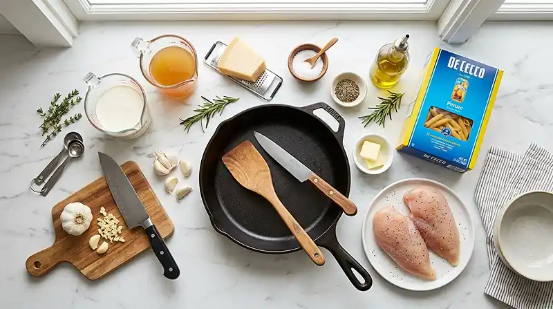 Creamy Garlic Chicken Pasta Skillet 2 ingredients for Creamy Garlic Chicken Pasta Skillet