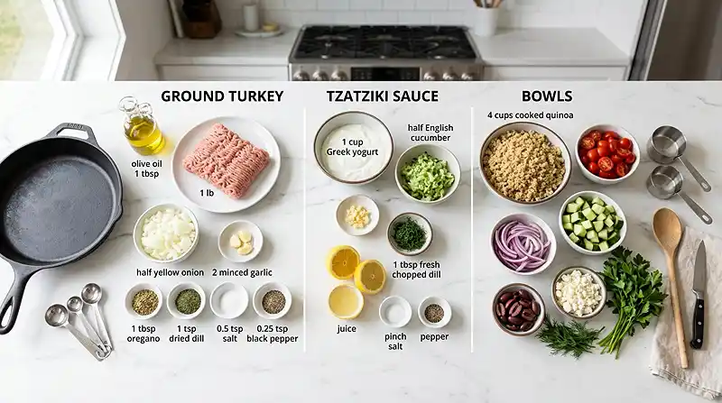 Greek Turkey Tzatziki Bowls 2 ingredients for Greek Turkey Tzatziki Bowls