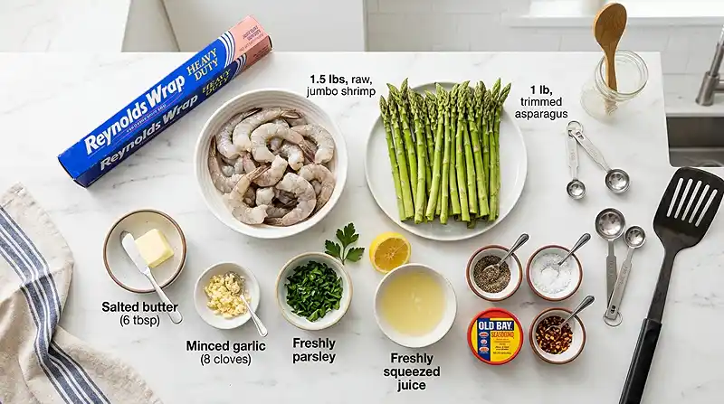 ingredients for Grilled Lemon Shrimp Foil Packets