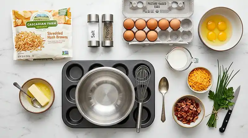Hash Brown Breakfast Cups 2 ingredients for Hash Brown Breakfast Cups