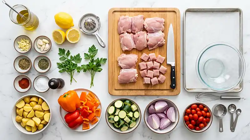 Lemon Garlic Chicken Veggie Bake 2 ingredients for Lemon Garlic Chicken Veggie Bake