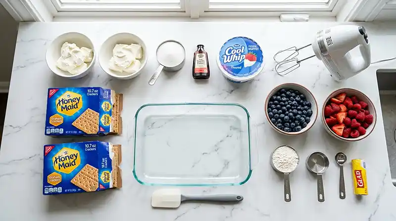 Red White and Blue Icebox Cake 2 ingredients for Red White and Blue Icebox Cake