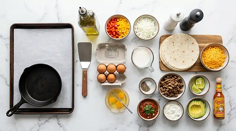 Sheet Pan Breakfast Quesadillas 2 ingredients for Sheet Pan Breakfast Quesadillas