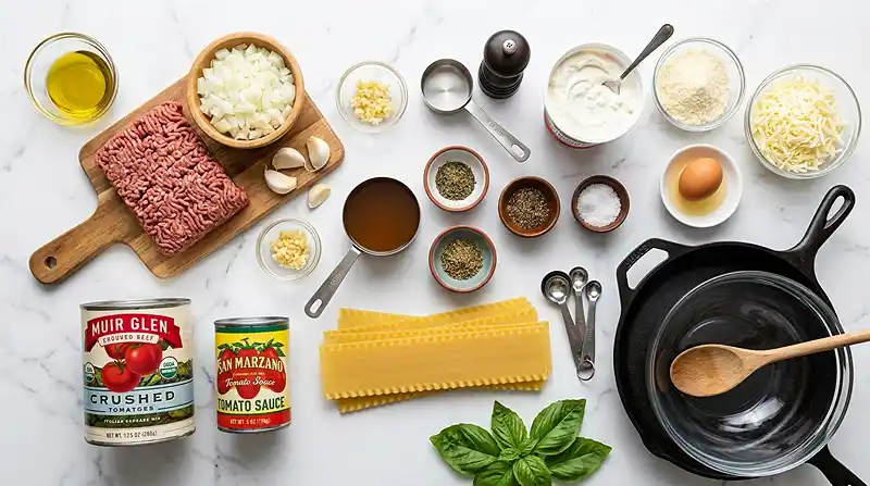 ingredients for Skillet Lasagna with Ricotta