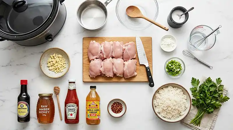 Slow Cooker Honey Garlic Chicken 2 ingredients for Slow Cooker Honey Garlic Chicken