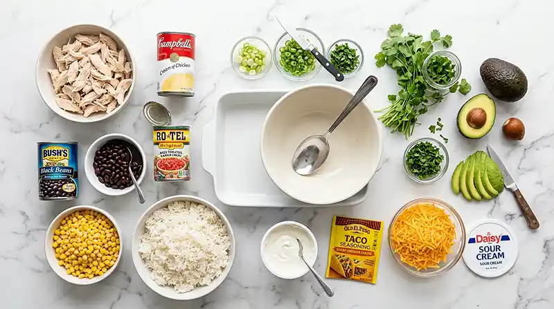 Southwest Chicken Rice Casserole 2 ingredients for Southwest Chicken Rice Casserole