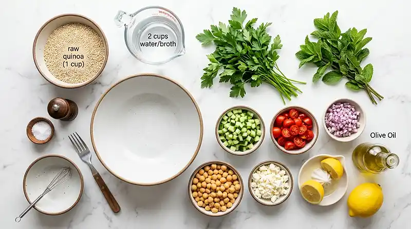 Summer Quinoa Tabbouleh Salad 2 ingredients for Summer Quinoa Tabbouleh Salad