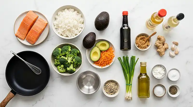 Teriyaki Salmon Rice Bowls 2 ingredients for Teriyaki Salmon Rice Bowls