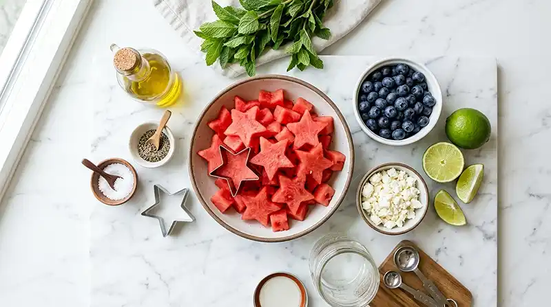 Watermelon Feta Blueberry Salad 2 ingredients for Watermelon Feta Blueberry Salad