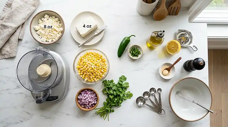 Whipped Feta Corn Dip 2 ingredients for Whipped Feta Corn Dip