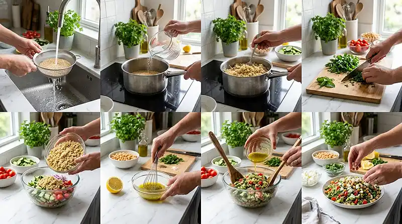 Summer Quinoa Tabbouleh Salad 3 making the Summer Quinoa Tabbouleh Salad