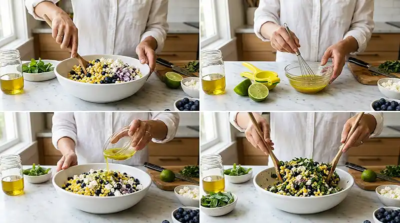 Blueberry Corn Salad with Feta 3 preparing the Blueberry Corn Salad with Feta