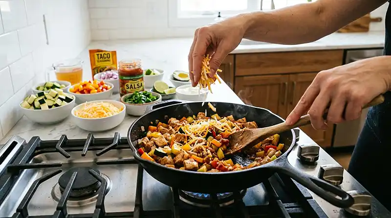 Chicken Zucchini Taco Skillet 3 preparing the Chicken Zucchini Taco Skillet
