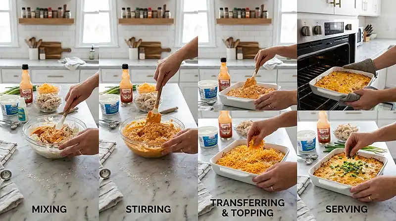 Cottage Cheese Buffalo Chicken Dip 3 preparing the Cottage Cheese Buffalo Chicken Dip