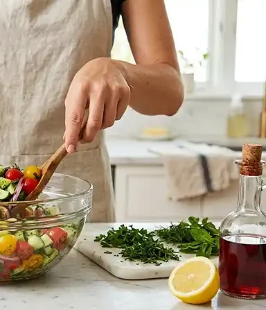 Easy Cucumber Tomato Herb Salad 3 preparing the Cucumber Tomato Herb Salad