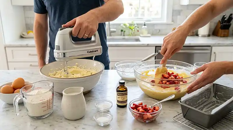 Strawberry Pound Cake 3 preparing the Easy Strawberry Pound Cake