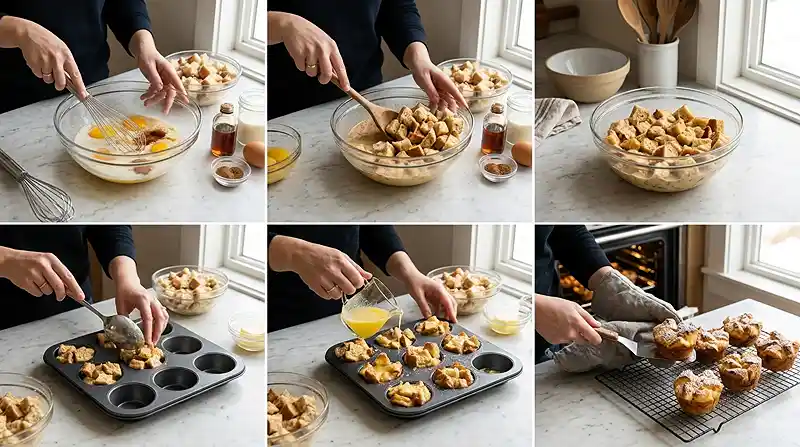 French Toast Casserole Muffins 3 preparing the French Toast Casserole Muffins