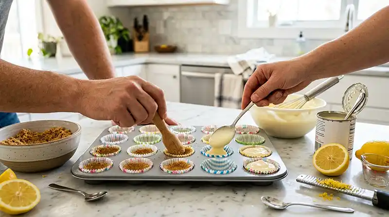 Frozen Lemonade Pie Bites 3 preparing the Frozen Lemonade Pie Bites
