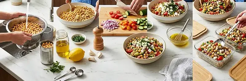 Mediterranean Chickpea Lunch Boxes 3 preparing the Mediterranean Chickpea Lunch Boxes