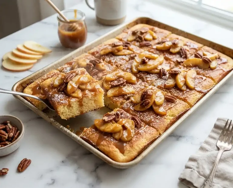 Caramel Apple Sheet Pan Pancakes