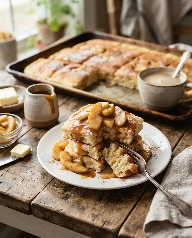 Caramel Apple Sheet Pan Pancakes 4 Caramel Apple Sheet Pan Pancakes RECIPE