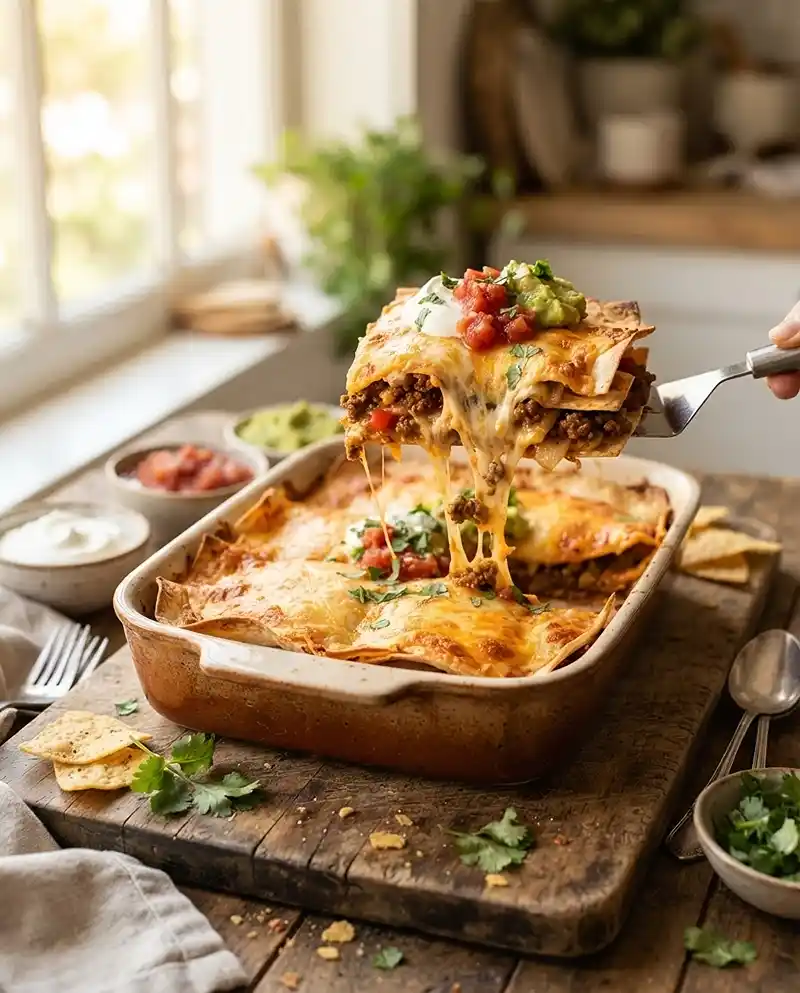 Cheesy Ground Beef Quesadilla Bake 4 Cheesy Ground Beef Quesadilla Bake RECIPE
