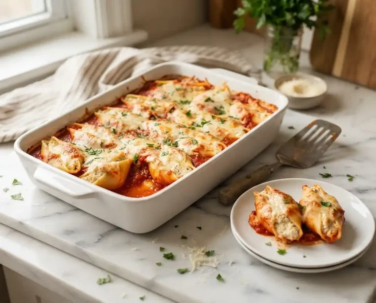 Chicken Parmesan Stuffed Shell Bake