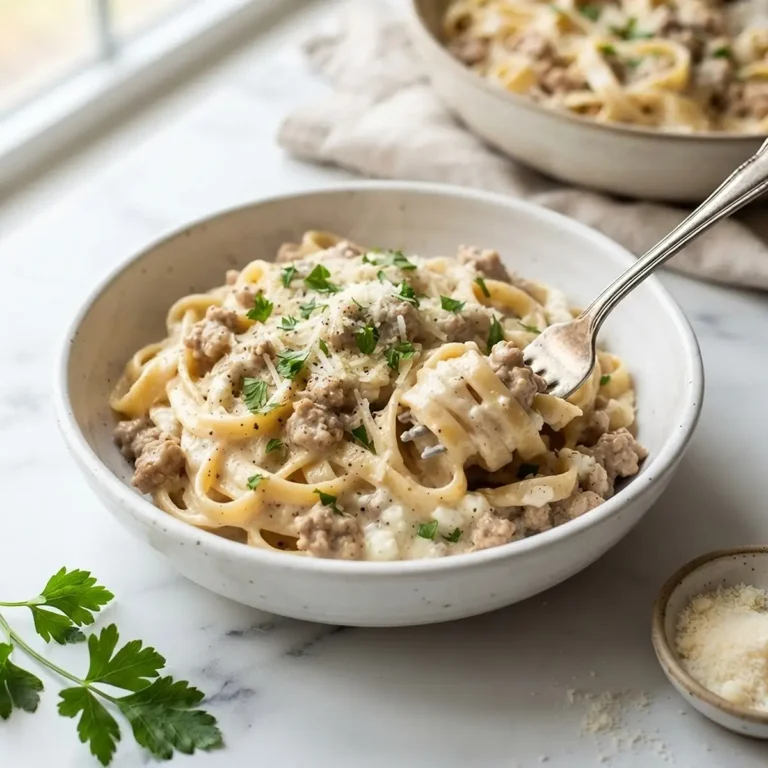 Cottage Cheese Alfredo Turkey Pasta