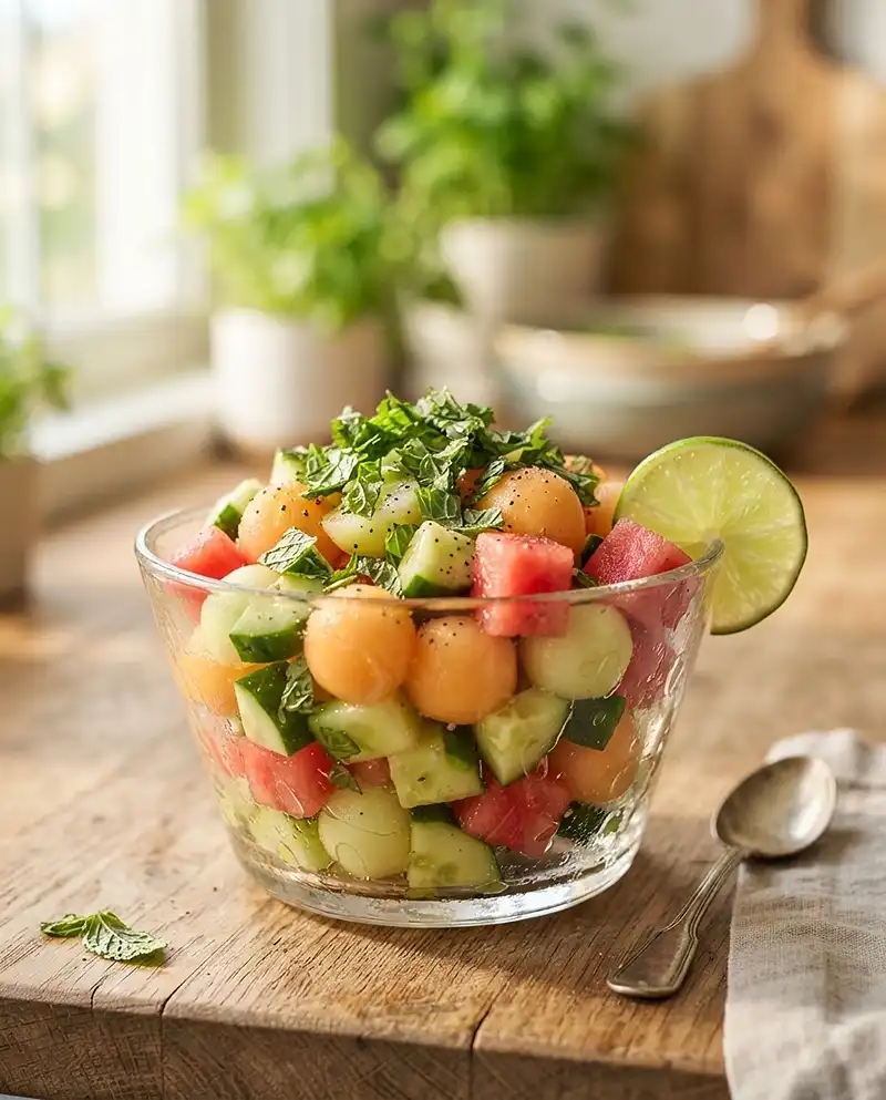 Cucumber Melon Mint Salad 5 Cucumber Melon Mint Salad Recipe