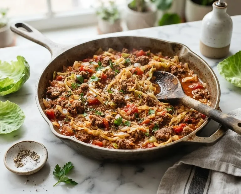Taste with Purpose 8 Dirty Cabbage Ground Beef Skillet
