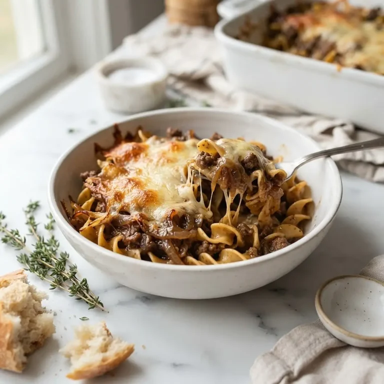 French Onion Beef Noodle Casserole