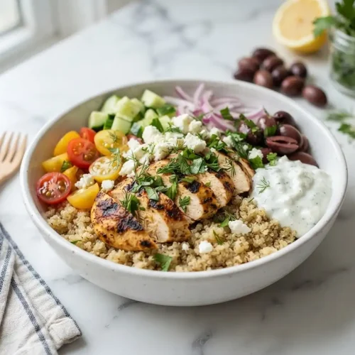Greek Lemon Chicken Quinoa Bowls