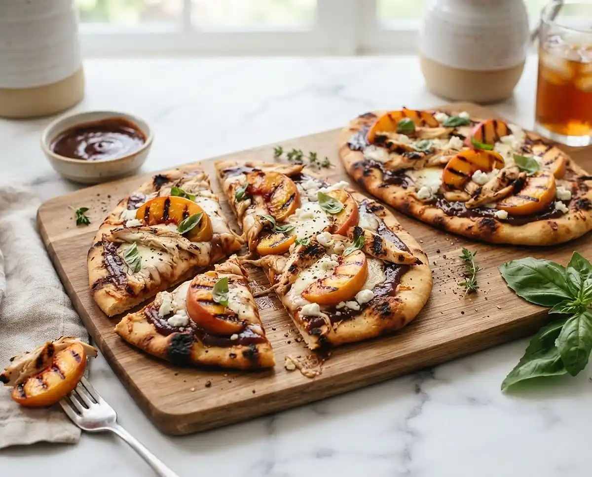 Summer Grilling and Patio Dinner Recipes 16 Grilled Peach Chicken Flatbreads