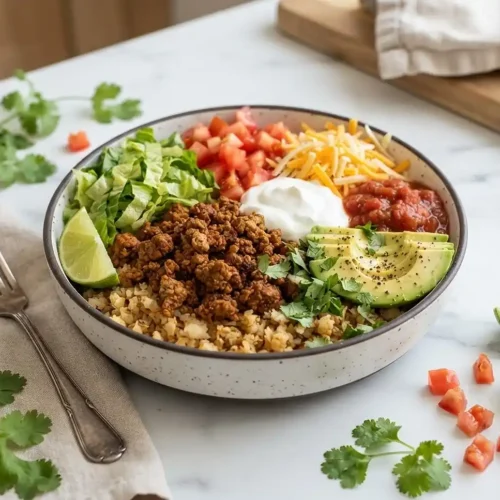 Ground Turkey Taco Cauliflower Rice Bowls 5 Ground Turkey Taco Cauliflower Rice Bowls