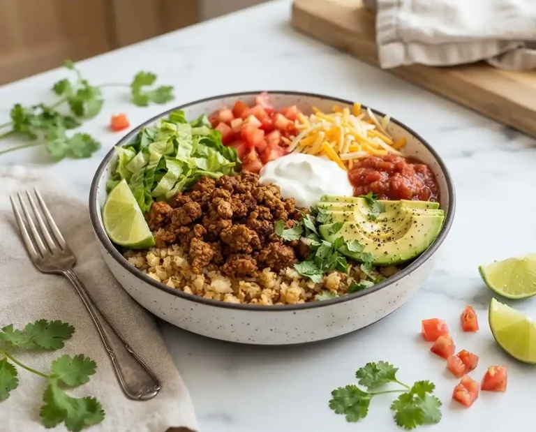 Ground Turkey Taco Cauliflower Rice Bowls