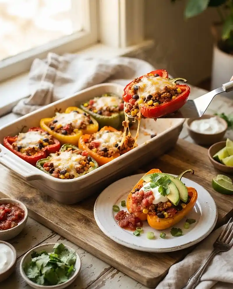 High-Protein Taco Stuffed Peppers 4 High-Protein Taco Stuffed Peppers RECIPE