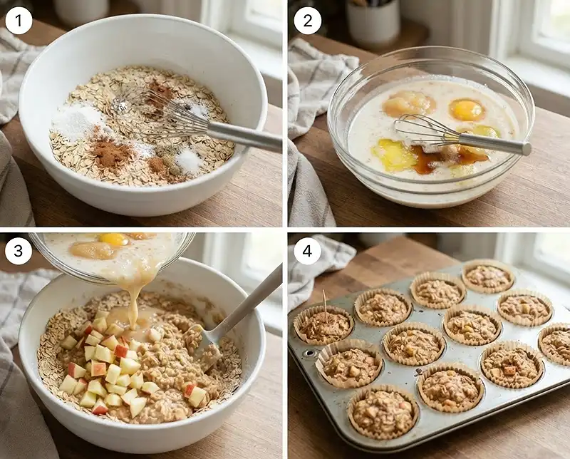 Baked Apple Cinnamon Oatmeal Cups 3 How to Make Baked Apple Cinnamon Oatmeal Cups