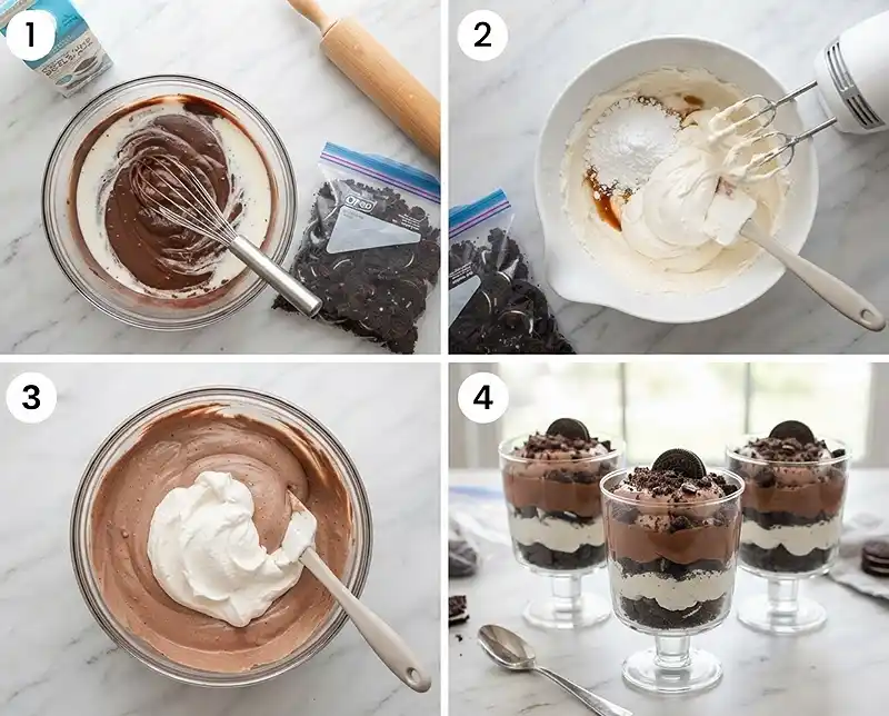 Cookies and Cream Pudding Parfaits 4 How to Make Cookies and Cream Pudding Parfaits