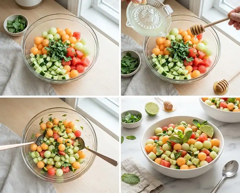 Cucumber Melon Mint Salad 4 How to Make Cucumber Melon Mint Salad